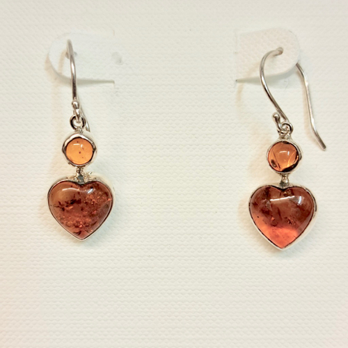 HWG-2379 Earrings, Heart Dark Amber Dangle $35 at Hunter Wolff Gallery